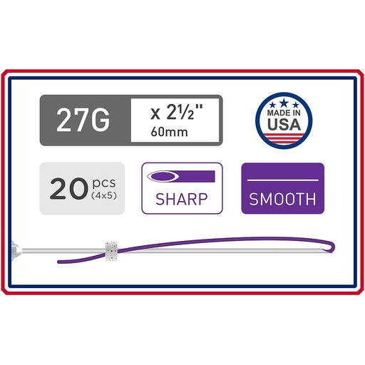 [US27060S-B] Sharp Smooth - 27G x 2½"